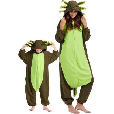 Imagem de Pijama de cosplay adulto unissex Onesie DarkCom Green Axolotl