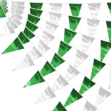 Imagem de Banner quweia Green Silver Glitter Triangle 10m 40 Bandeiras