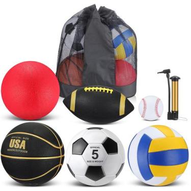 Imagem de Conjunto de bolas multiesportivas Libima de 6 peças com bolsa e bomba