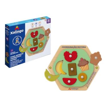 Imagem de Xalingo Brinquedo Educativo Painel Sensorial Coordenação Motora Formas e Encaixes