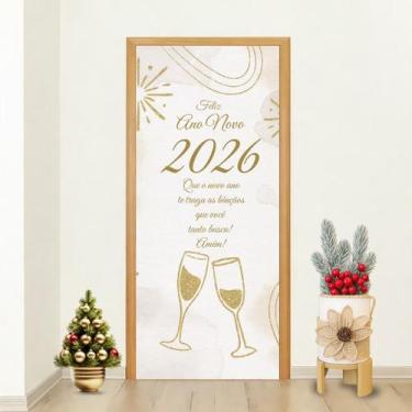 Imagem de Capa Porta Ano Novo 2026 Decoração Festiva De Recomeço E Esperança Par