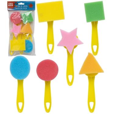 Imagem de Carimbo Espuma Formatos Pintura Cabo Plastico Yins 6 Pecas