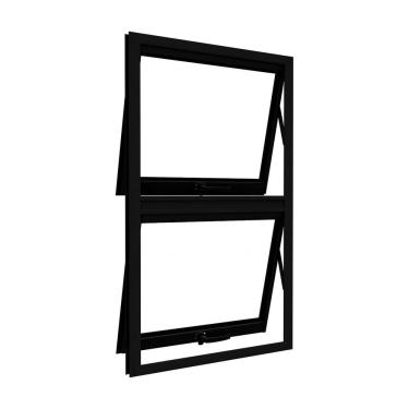 Imagem de Janela de Alumínio Máximo Ar Duplo Vertical 100x60cm Lucasa Ideale Preto