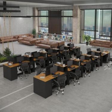 Imagem de Estação De Trabalho 20 Lugares Office Tech 20 Mesas 16 Armár - Preto E