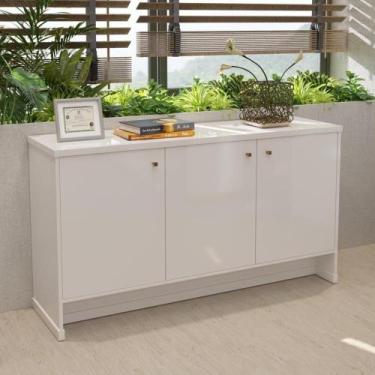 Imagem de Buffet Aparador 3 Portas 136cm Com Tampo 25mm Verbena - Branco - VIANO