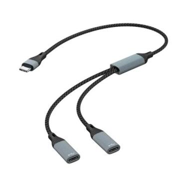 Imagem de Hub USB Tipo C 3 Em 2 Portas Adaptador De Transferência De Dados E Car