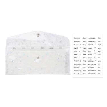Imagem de Carteira de envelope de dinheiro com 6 abas divisórias envelopes de enchimento de dinheiro Glitter PVC reutilizável Budget Money Coupon Holder Organizador de recibos de notas (estrela transparente)