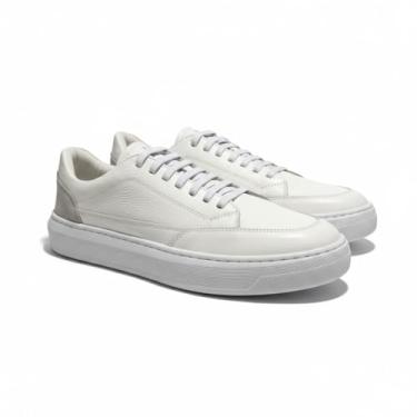 Imagem de Tenis Casual e Básico Masculino Polo London Club, Cano Baixo Couro Confort Premium (Branco, BR, Adulto, Numérico, 38)