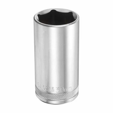 Imagem de HARFINGTON Soquete profundo de 6 pontos 1/5.1 cm Drive 30 mm de profundidade métrica CR-V aço polido niquelado 78 mm / 3,1" ferramenta de soquete sextavado longo para reparo de parafusos de porcas