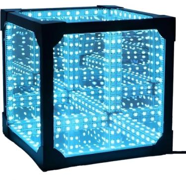 Imagem de Luz Led Infinite Cube, Cores Rgb, Luz Cósmica Cool Cube, Luz De Túnel De Espelho, Lâmpada De Mesa Reativa A Som Com Controle Remoto E Carregamento Usb, 10.8 * 10.8 * 10.8CM