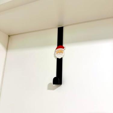 Imagem de Suporte para Guirlanda de Natal, Gancho de Porta com Personagens Natalinos, Conjunto com Pingentes de Boneco de Neve, Papai Noel, Rena e Pinguim (Papai Noel - Preto)