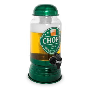 Imagem de Kit Chopeira de Vidro Com Dispenser e Suqueira Grande Com Torneira Tampa Jarra Bebidas Suco Torre Chopp Bar Beer Churras(1 Chopeira Verde)