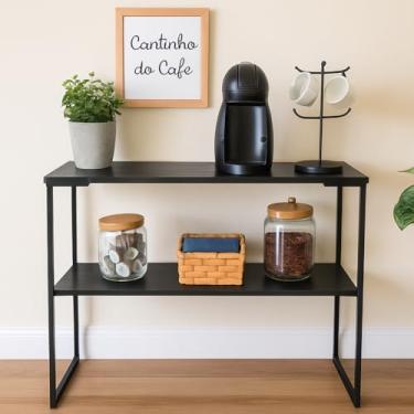 Imagem de Aparador Buffet Industrial Cantinho do Café–2 Prateleiras em MDF(Preto - Preto)