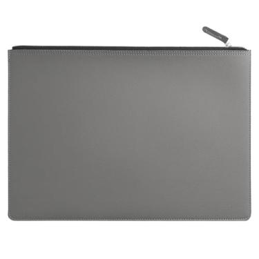 Imagem de Yufocusqc Pasta de arquivo A4 de couro PU com zíper porta-documentos envelope para contrato de recibo (cinza)