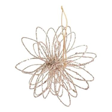 Imagem de Vaveren Enfeite de árvore de Natal, decoração natalina, decoração de inverno criativa e com glitter para sazonal de casa, Flor de Champanhe