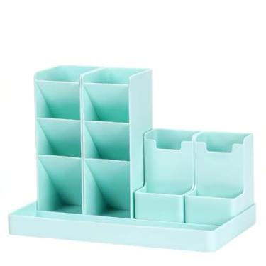 Imagem de Organizador de Mesa Multiuso com Divisórias – Porta Canetas, Pincéis, Desmontável (Azul)