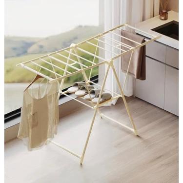 Imagem de Hhsdyl Estendal de Roupa, Estendal Doméstico com Asas, Compacto, Dobrável e Ajustável, Cavalete de Roupa de Aço Inoxidável com Capacidade de 15kg, para Secar Roupa e Edredões em Varanda ou Casa