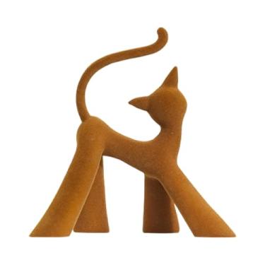 Imagem de XLWLLNJ Estatueta de animal artística para decoração de casa, escultura criativa e realista em resina, estátua de animal para prateleiras, mesa de centro, Gato Passeando