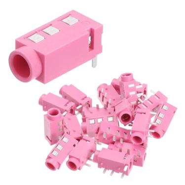 Imagem de uxcell Tomada estéreo de 20 peças, conector de áudio de 1/20.3 cm 3,5 mm 4 pinos PJ-320A PCB Mount soquete fêmea para microfone, fone de ouvido, reprodutor de mídia, leitor de MP3/MP4, rosa