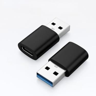 Imagem de Adaptador USB C fêmea para USB macho, adaptador tipo C para USB 3.0 compatível com telefone 11 12 13 14 15 16 17, PC, laptop (preto, tamanho único)