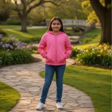 Imagem de Jaqueta Infantil Juvenil em Nylon com Capuz e Bolsos Laterais- Cativa-Feminino