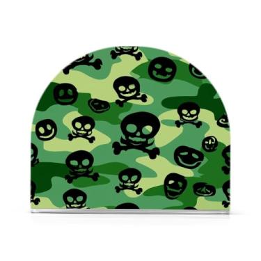 Imagem de Wassud Porta-guardanapos de acrílico Black Skulls, dispensador de guardanapos de papel moderno em forma de U para mesa, cozinha, sala de jantar, bancada 1 peça (comporta 50-60 guardanapos)