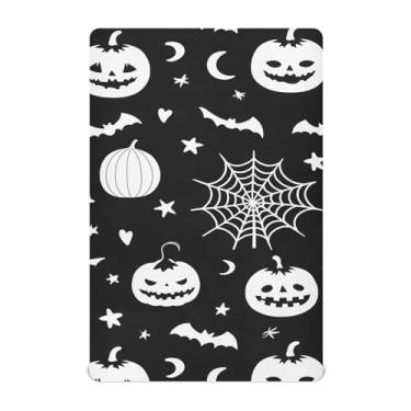 Imagem de Wassud Lençóis de berço brancos de Halloween Pumpkins, respirável, com elástico, 68 x 99 cm, lençol de bebê neutro para meninos e meninas (serve para berço padrão e pacote e brincadeira)