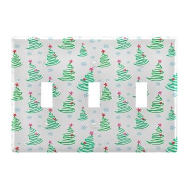 Imagem de Burbuja Capa de placa de parede para interruptor de luz de árvore de Natal, placa decorativa de parede, parafusos incluídos, 3 faixas