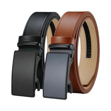 Imagem de Cinto De Couro Premium Masculino Com Fivela Metálica Automática, Cores