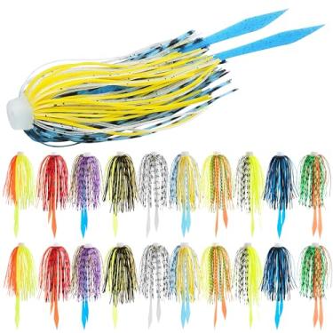 Imagem de Saias de silicone Jig 10/20 peças de saias Spinnerbait com iscas de pesca de cauda, substituições para guarda-chuvas de pesca de troca rápida para Spinnerbaits Buzzbaits Bass Jig Lure Making Supplies