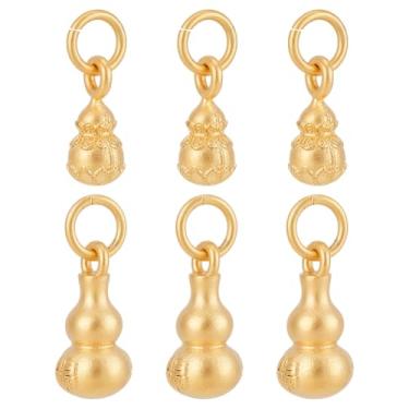 Imagem de BENECREAT 6 peças, 2 estilos, pingentes de cabaça banhados a ouro 18 K, pingentes de cabaça de latão com anéis de salto para pulseira faça você mesmo, colar, brincos, joias, 10 ~ 12 x 4,5 ~ 6 x 5,5 mm