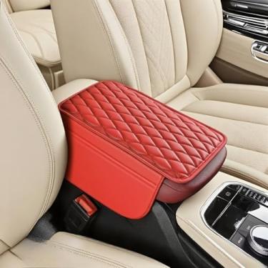 Imagem de Capa de caixa de apoio de braço de carro, organizador de console de couro para carro com bolso de armazenamento lateral, capa universal para console do meio do veículo