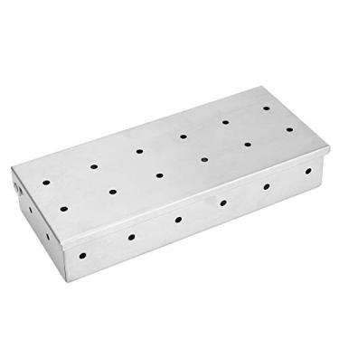 Imagem de Ymiko Caixa de Fumo de Aço Inoxidável para Churrasco de Grande Capacidade, Acessório de Grelha de Lascas de Madeira para Cozinhar Ao Ar Livre