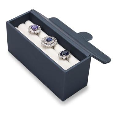 Imagem de Oirlv Caixa de anel para anel de noivado de casamento para casais, suporte de anéis de cerimônia de casamento (cinza)