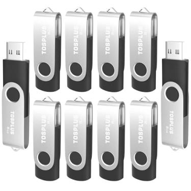 Imagem de TOSPLUS Pen Drive USB 2.0 Pen Drives Memory Stick Jump Drive Zip Drive Pacote com 10 8 GB Preto