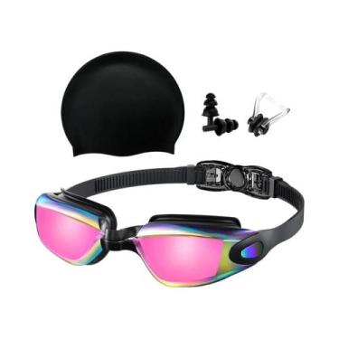 Imagem de Óculos De Natação Antiembaçante Com Proteção UV, Touca De Silicone, Cl