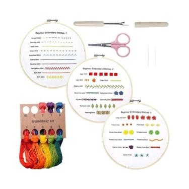 Imagem de Kit De Bordado Para Iniciantes 3 Peças Ponto Cruz Pré-estampado Com Ba