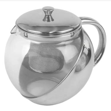 Imagem de Chaleira Bule de Vidro e Inox com Infusor, 1100ml, Design Moderno, Perfeita para Chás