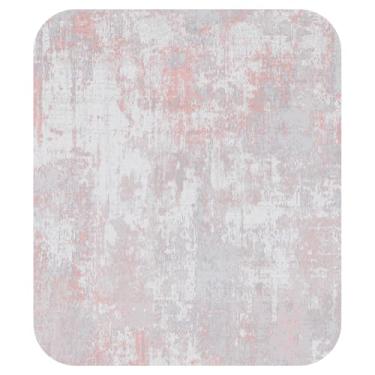 Imagem de RELEANY Tapetes laváveis, quadrados, 2,4 m, antiderrapantes, modernos, abstratos, macios para sala de estar, entrada, quarto, berçário, estampa estampada, cinza e rosa