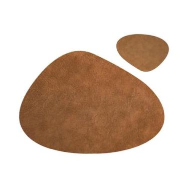 Imagem de Conjunto De Sousplat E Porta-Copos Em Couro PU Impermeável Para Mesa D