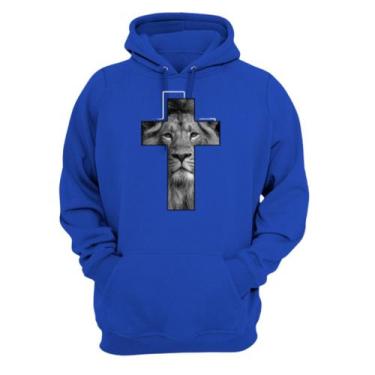 Imagem de Blusa Agasalho Moletom Infantil Cruz Leão de Judah Fé Cristão Evangeli