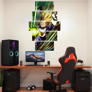 Imagem de Quadro decorativo Mosaico Dragon Ball - 5 peças - Goku, Vegeta, Freeza, Bills, Majin Boo - 12