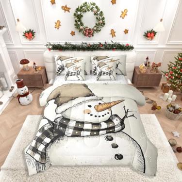 Imagem de Erosebridal Jogo de edredom de boneco de neve com desenho animado – 7 peças, lençol de cima, lençol com elástico, fronhas e fronhas