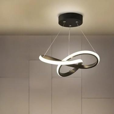 Imagem de Lâmpada de Teto LED Moderna 3 Cores - Pingente Lustre Decorativo, Ideal para Corredor, Sala de Estar, Quarto e Cozinha, Iluminação Ajustável (A*Preto*3cores)