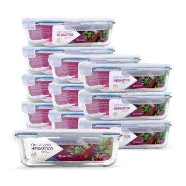 Imagem de Kit 11 Potes de Vidro Retangular com Tampa Hermética 2800ml - NABOX, A