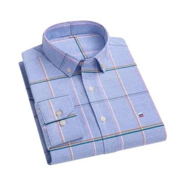 Imagem de Camisa Social Casual Masculina De Manga Longa Em Oxford 100% Algodão, 