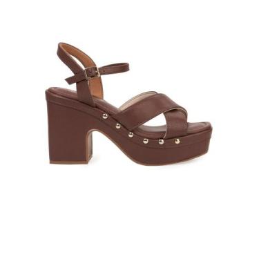 Imagem de Sandália Clog Bebecê com Tachas, Marrom, 38