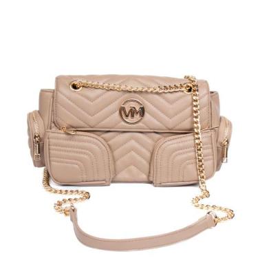 Imagem de Bolsa Feminina Via Marte Pequena Tiracolo Multipocket Bege, Bege, Únic