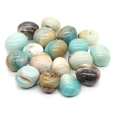 Imagem de Pedras naturais redondas cristais de amazonita pedra de quartzo a granel para decoração de aquário doméstico presente 4,8 4 avaliações