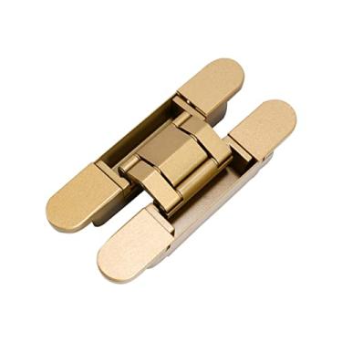 Imagem de Dobradiças 2 peças 40 kg acessórios domésticos portátil liga de zinco sala durável hardware ajustável resistente dobradiça de porta invisível encaixe (cor: ouro)